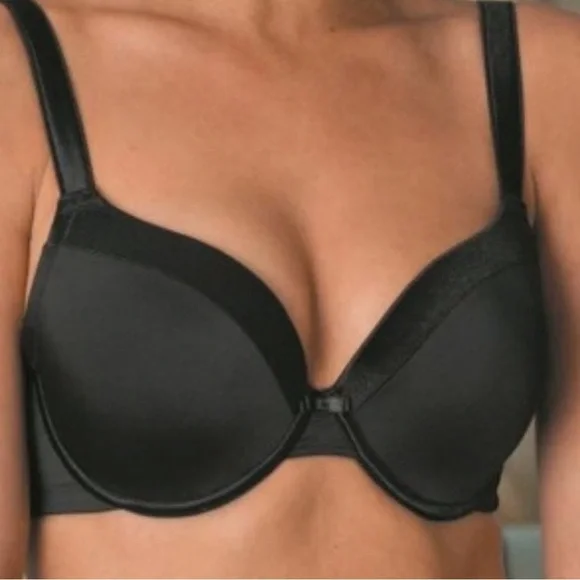 CARNIVAL 512 Black Molded Tuxedo Low Plunge‎ Full Figure Underwire Bra Sz 46DD - Picture 4 of 14